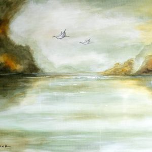 ציפורים מעל האגם - ציור של יאיר דור