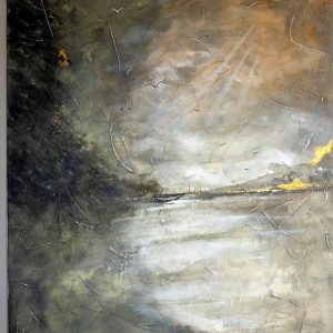 Boat at Dusk - Painting by Yair Dor